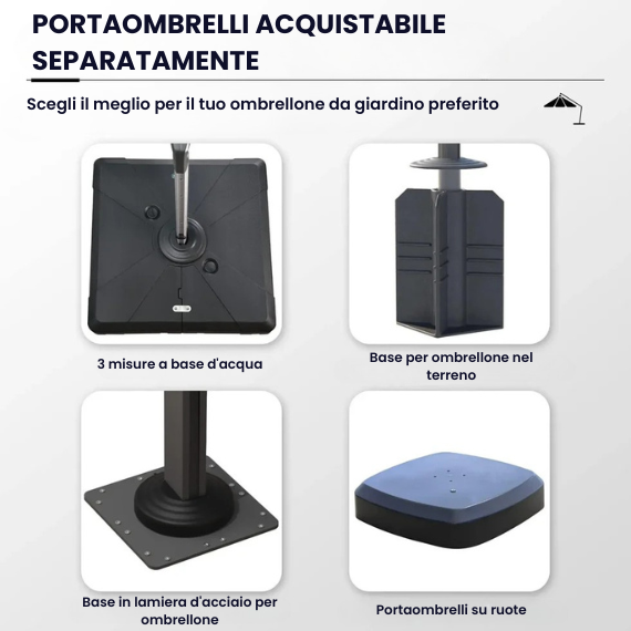 SunovaShade™ Ombrellone LED a Energia Solare